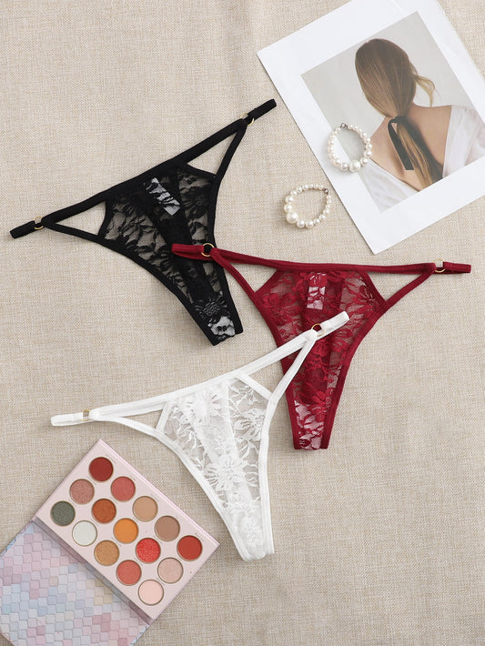 Seduluxe 3Packs Cut-Out Lace Panty Lingerie