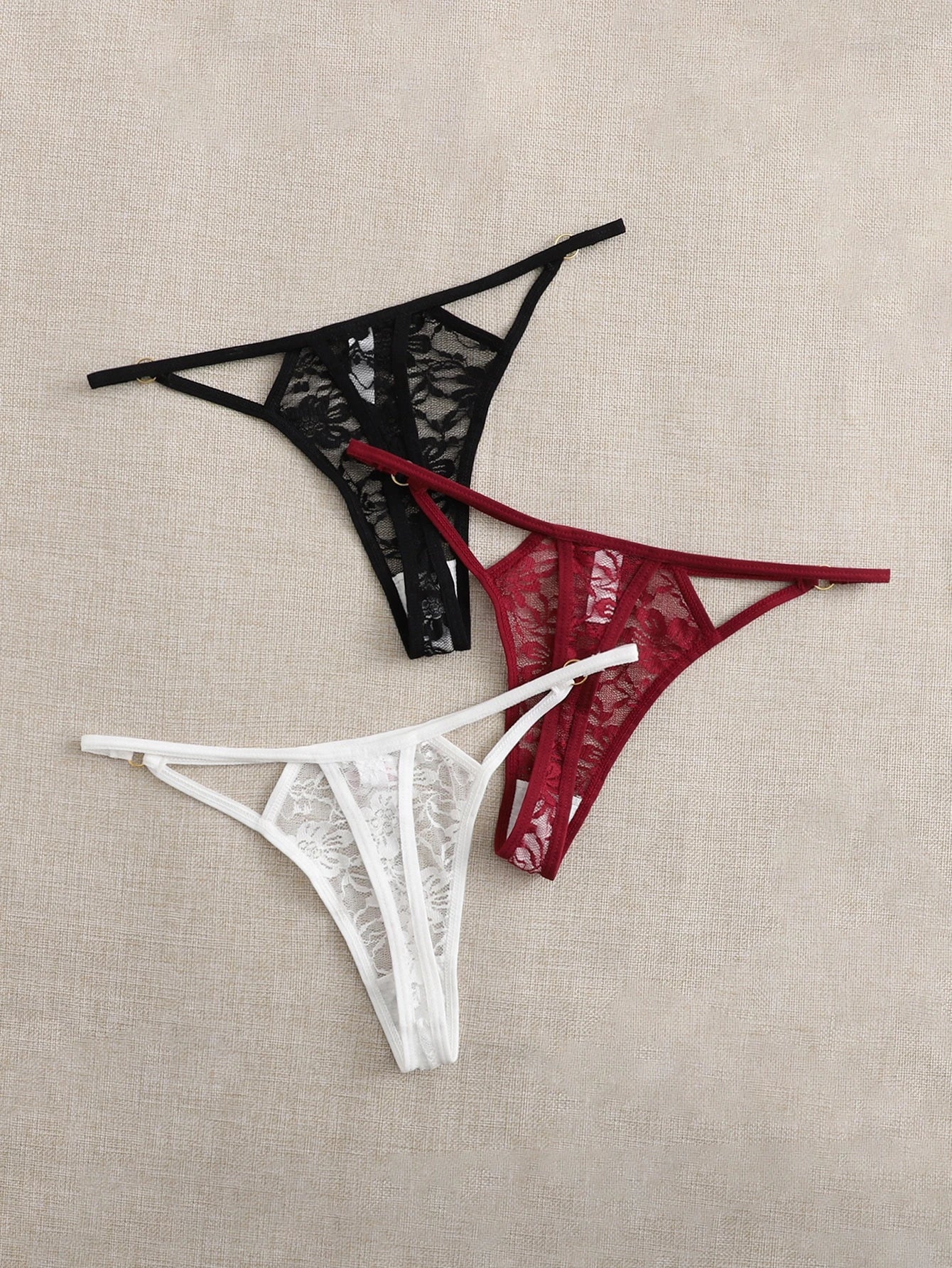 Seduluxe 3Packs Cut-Out Lace Panty Lingerie