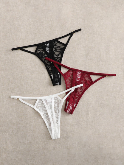 Seduluxe 3Packs Cut-Out Lace Panty Lingerie