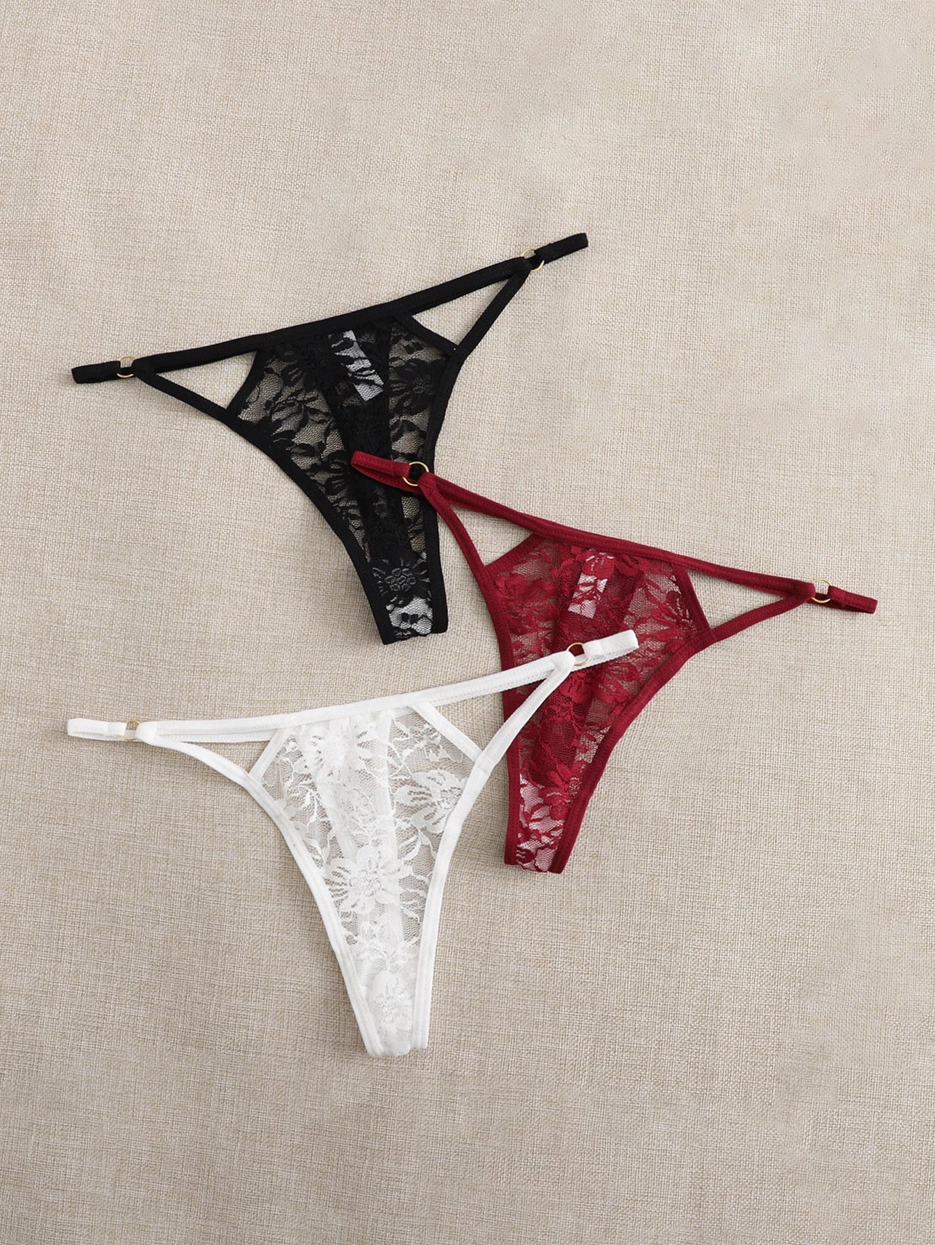 Seduluxe 3Packs Cut-Out Lace Panty Lingerie