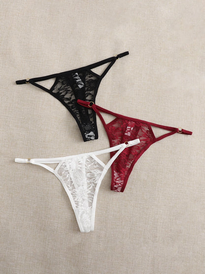Seduluxe 3Packs Cut-Out Lace Panty Lingerie