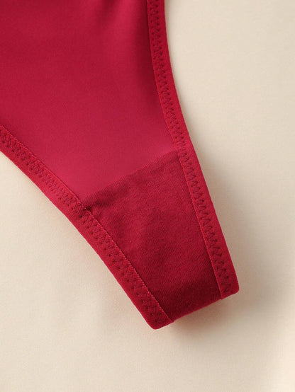 3Pcs/Pack Women'S Solid Color Metal Ring Linked Sexy G-String Panties