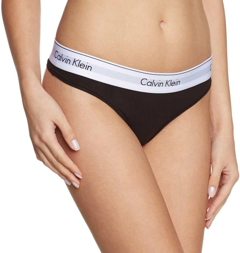 Calvin Klein Damen String Thong Unterwäsche, Schwarz (Black), M