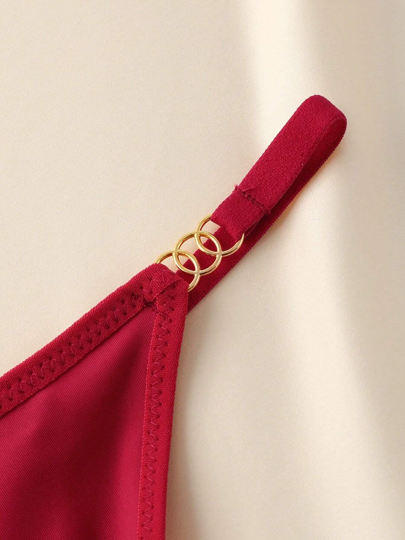 3Pcs/Pack Women'S Solid Color Metal Ring Linked Sexy G-String Panties