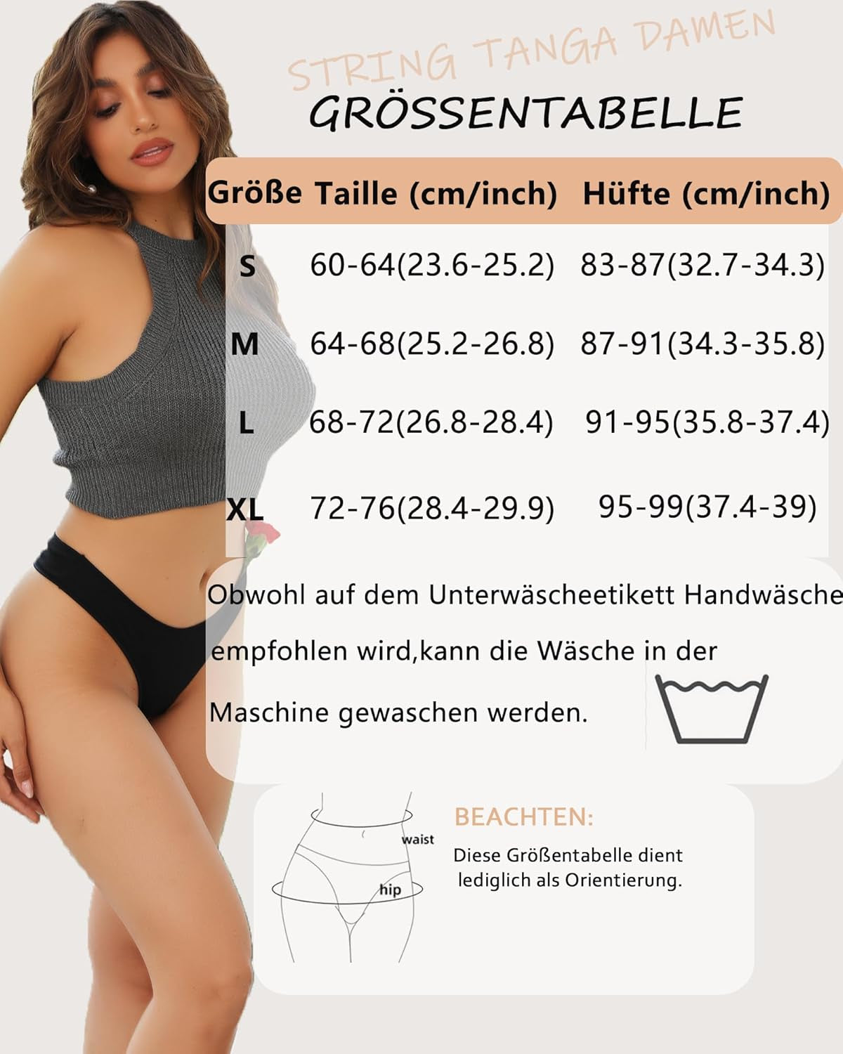Beready String Tanga Damen Baumwolle Sexy Unterwäsche Frauen Set Unterhosen Damen Slips Mehrpack Atmungsaktiv Thong Bikini Pantys 6 Pack
