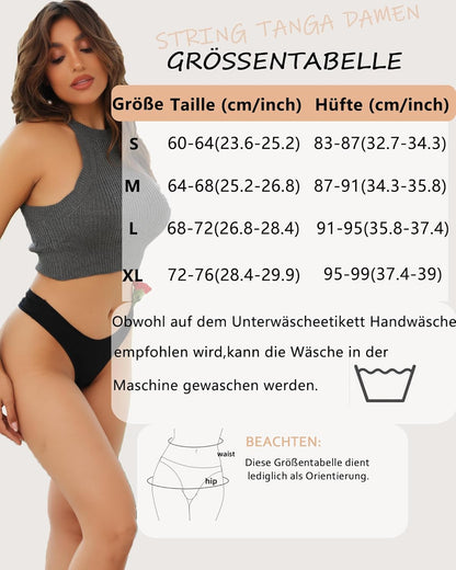 Beready String Tanga Damen Baumwolle Sexy Unterwäsche Frauen Set Unterhosen Damen Slips Mehrpack Atmungsaktiv Thong Bikini Pantys 6 Pack
