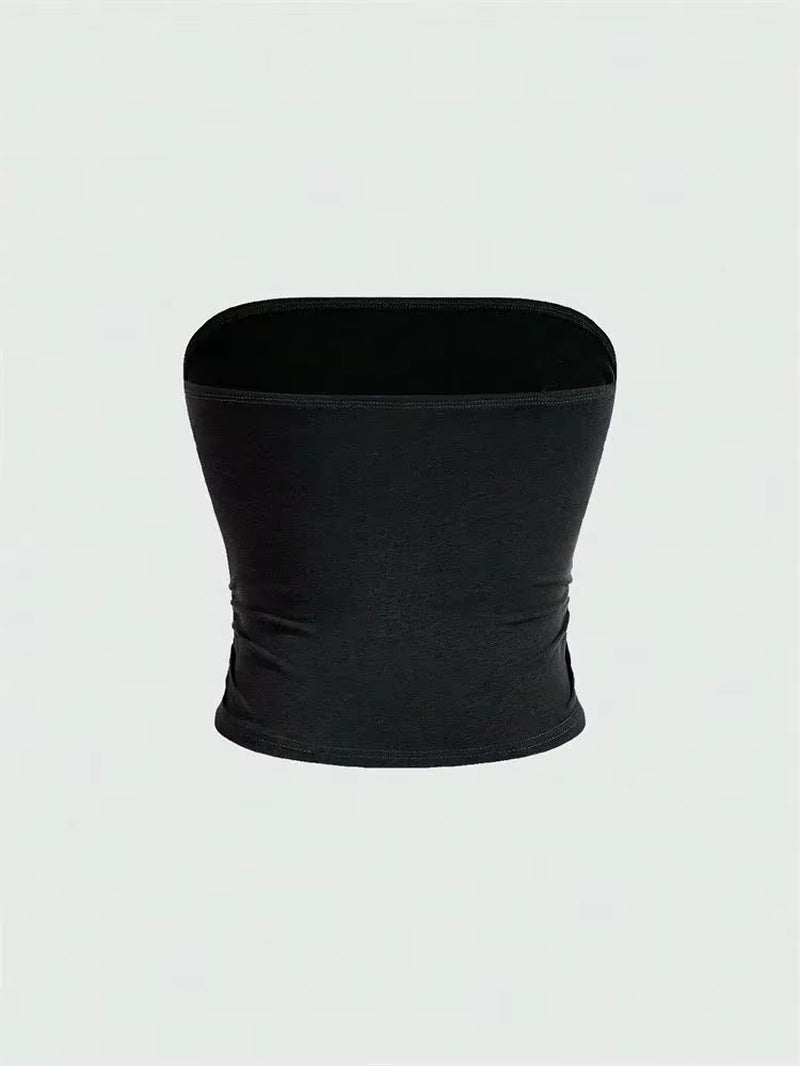 Women Gothic Print Tube Top Summer Y2K Clothes Sleeveless off the Soulder Crop Top Streetwear