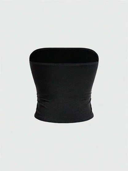 Women Gothic Print Tube Top Summer Y2K Clothes Sleeveless off the Soulder Crop Top Streetwear