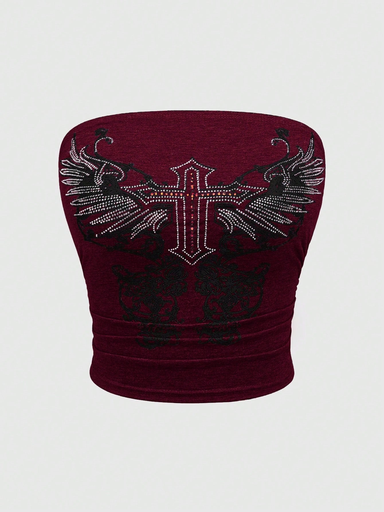 ROMWE Grunge Punk Kpop Studded Star-Printed Tube Top for Women