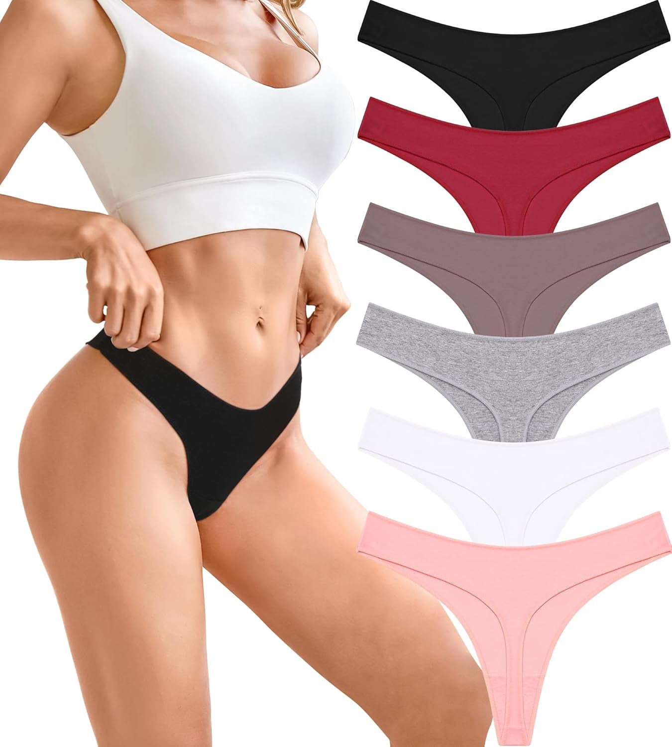 Beready String Tanga Damen Baumwolle Sexy Unterwäsche Frauen Set Unterhosen Damen Slips Mehrpack Atmungsaktiv Thong Bikini Pantys 6 Pack