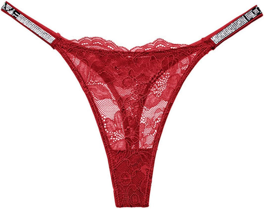 Unterhosen ​Höschen Schlanke T-Hose Mit Strass Glänzender Spitze Ultra Dünner Sexy Damen-Tanga