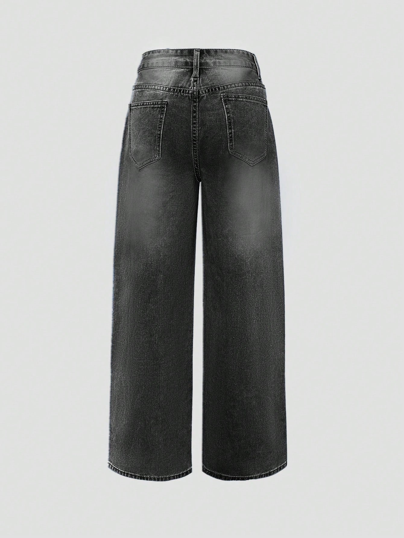 Women'S Y2K Washed Vintage Wide Leg Jeans, Casual Street Style, Autumn
