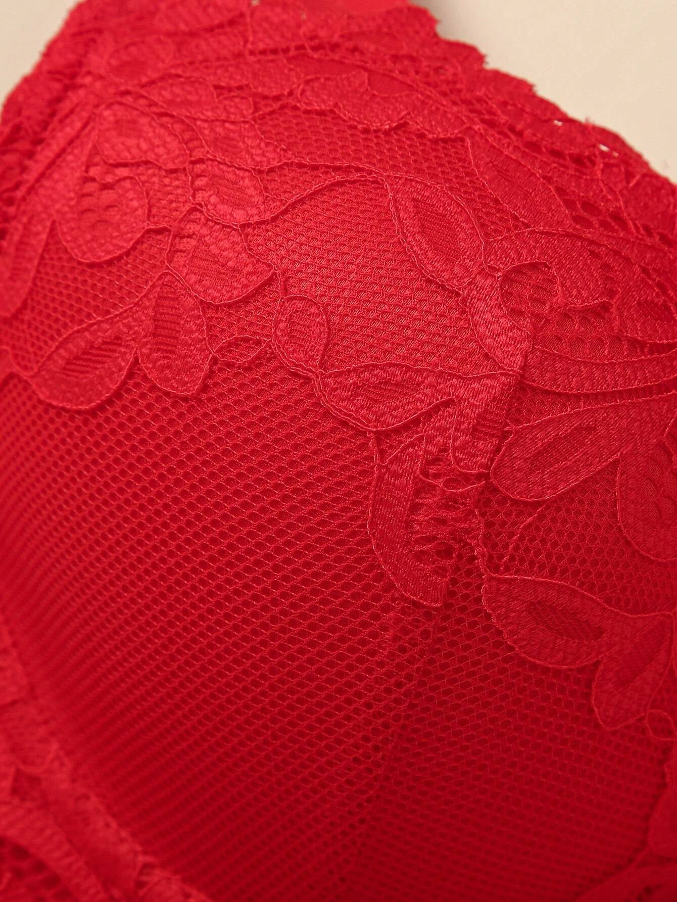 3Pcs/Set Valentine'S Day Lace Underwire Bra Set for Women