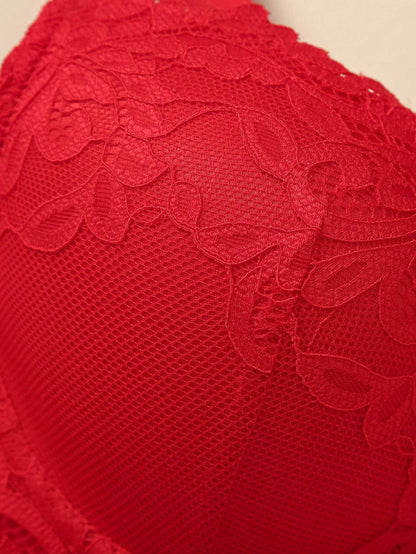 3Pcs/Set Valentine'S Day Lace Underwire Bra Set for Women